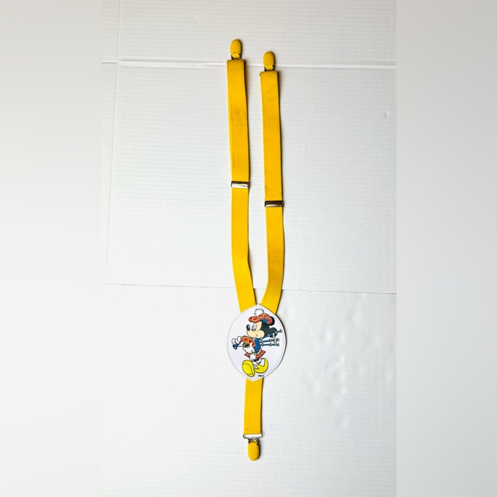 Vintage Mickey Mouse‎ Suspenders Yellow Disney Irish Bagpipe Adjustable Stretchy